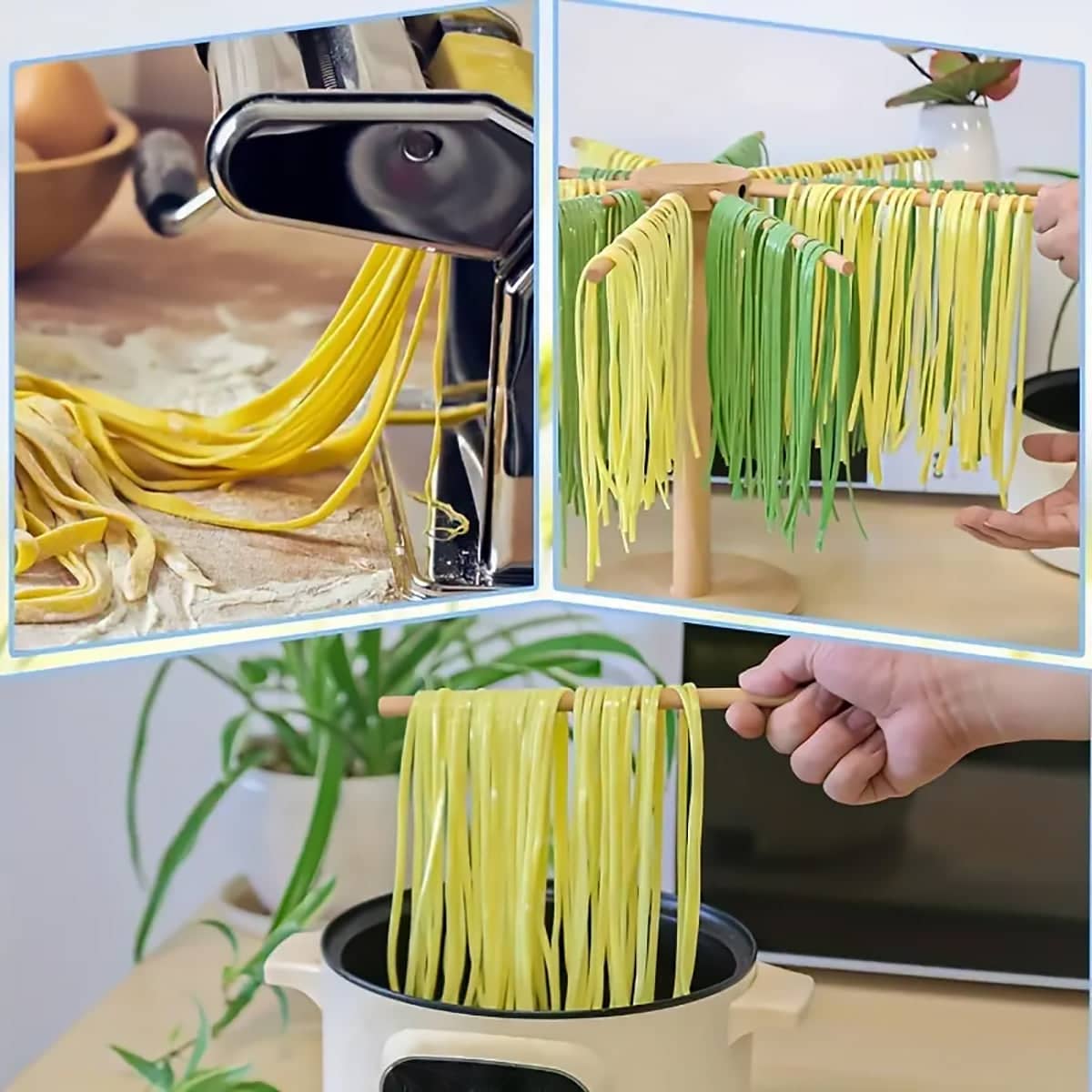 Wooden Noodle Drying Rack for Kitchen, Pasta Hanger in Natural Wood - view 5