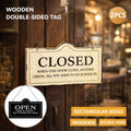 Wooden Open Closed Hanging Shop Signs 2 Pack 20 x 10 cm