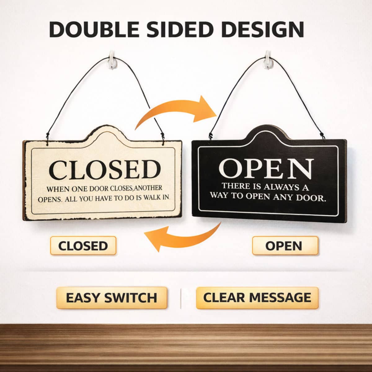 Wooden Open Closed Hanging Shop Signs 2 Pack 20 x 10 cm - view 4