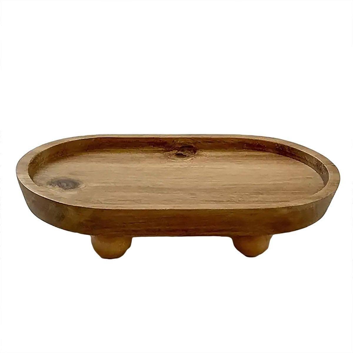 Wooden Oval Tray with Raised Feet for Serving, Keys and Small Items - view 2