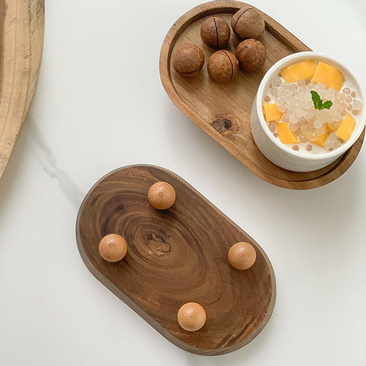 Wooden Oval Tray with Raised Feet for Serving, Keys and Small Items - view 4
