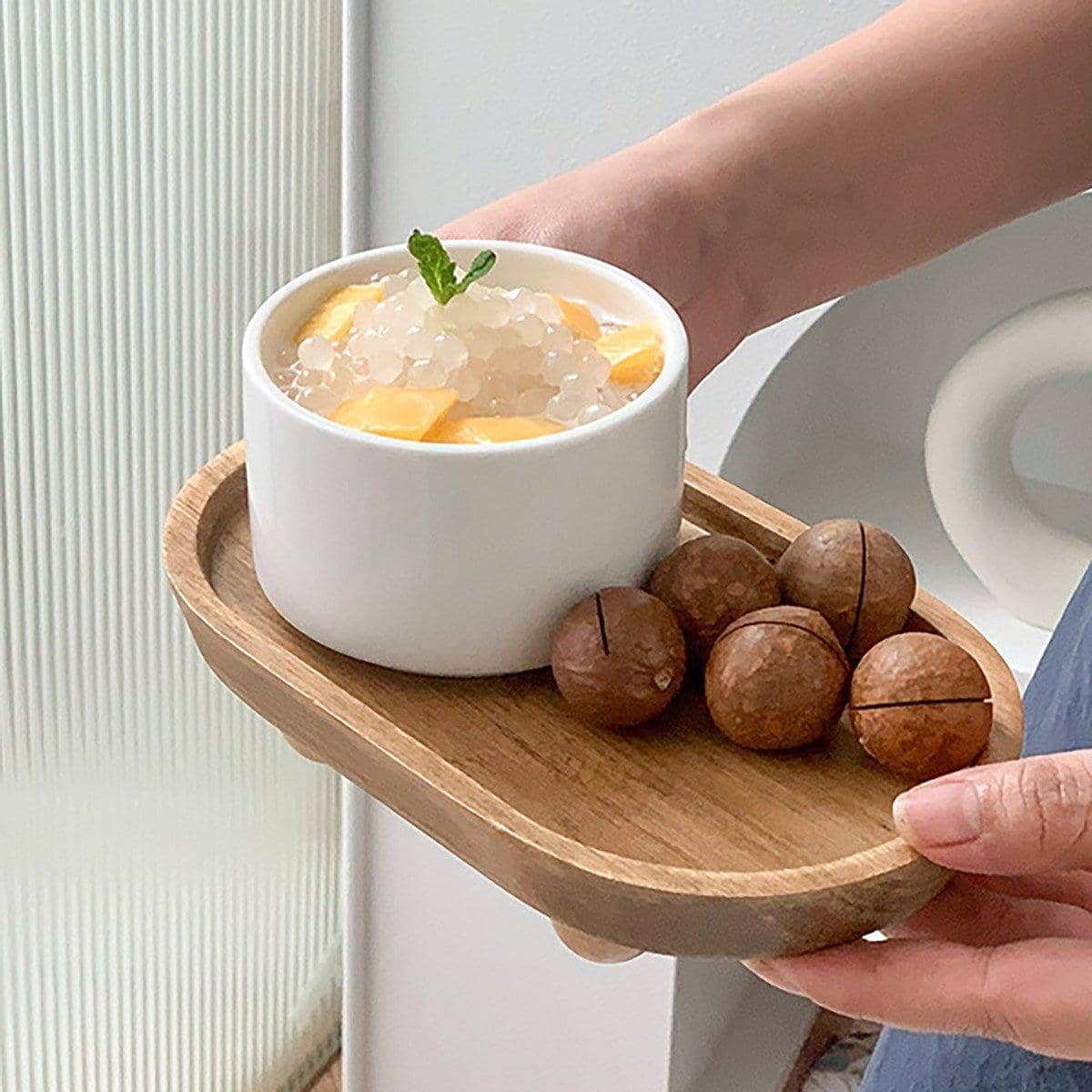 Wooden Oval Tray with Raised Feet for Serving, Keys and Small Items - view 5