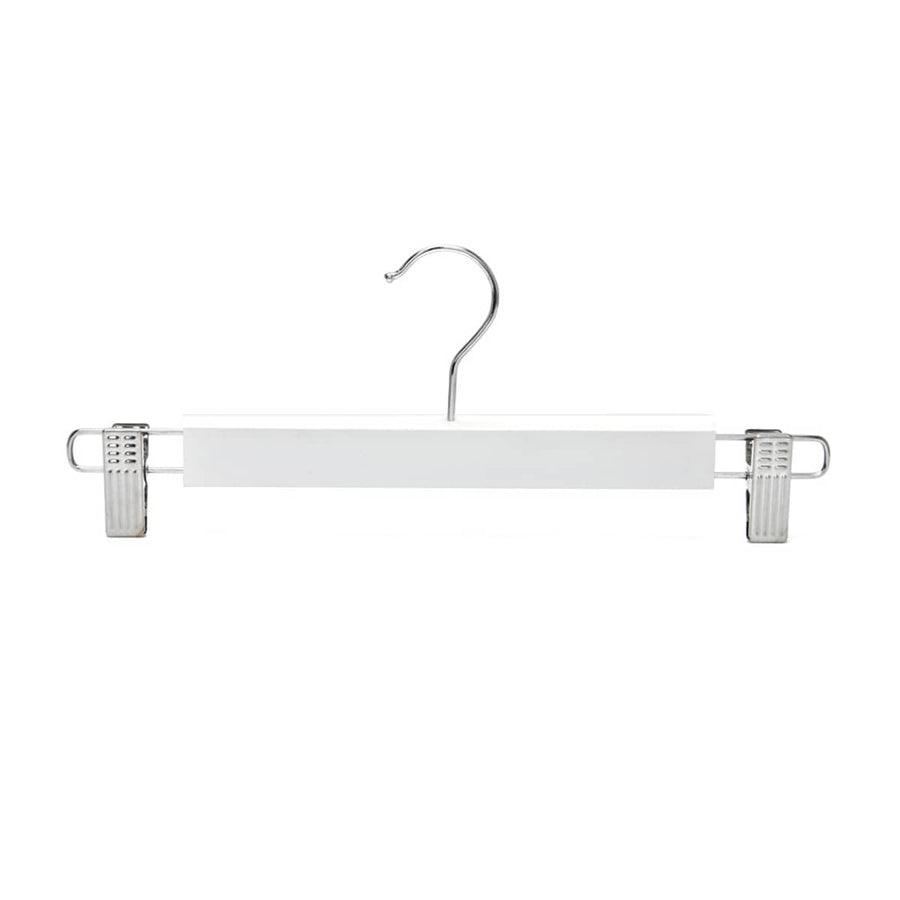 Wooden Pants Hangers with Adjustable Clips, Pack of 10 - White