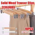Wooden Pants Hangers with Adjustable Clips, Pack of 10 - White - view 2