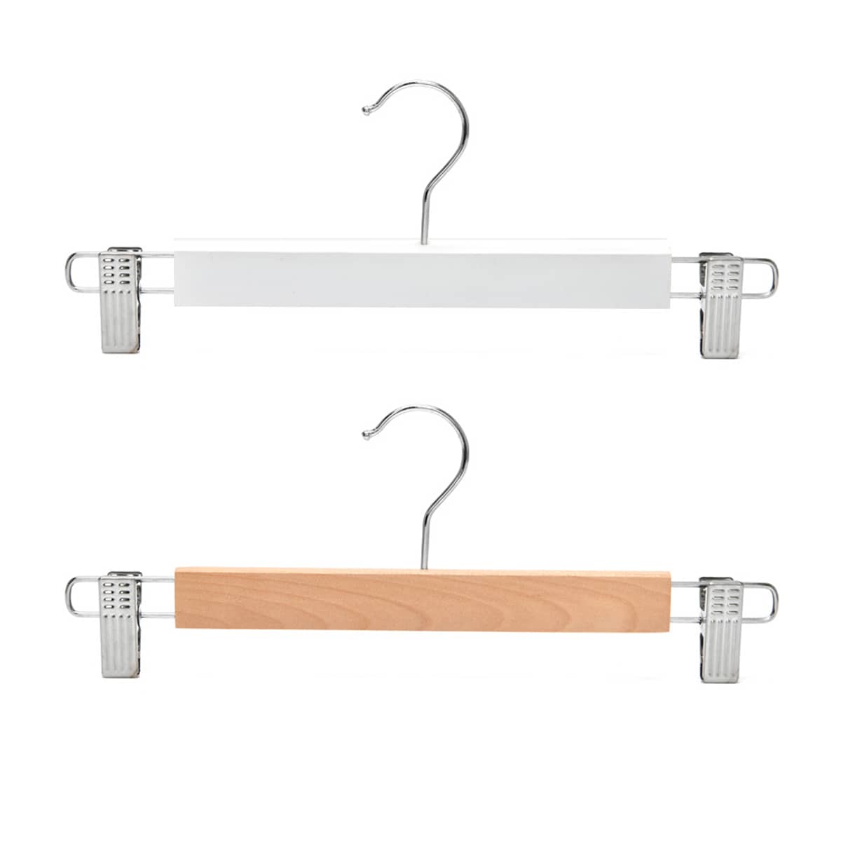 Wooden Pants Hangers with Adjustable Clips, Pack of 10 - White - view 3