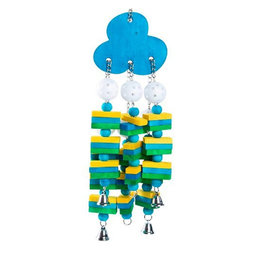 Wooden Parrot Chew Toy with Bell, Blueberry Shape - 22 Inch (56cm)