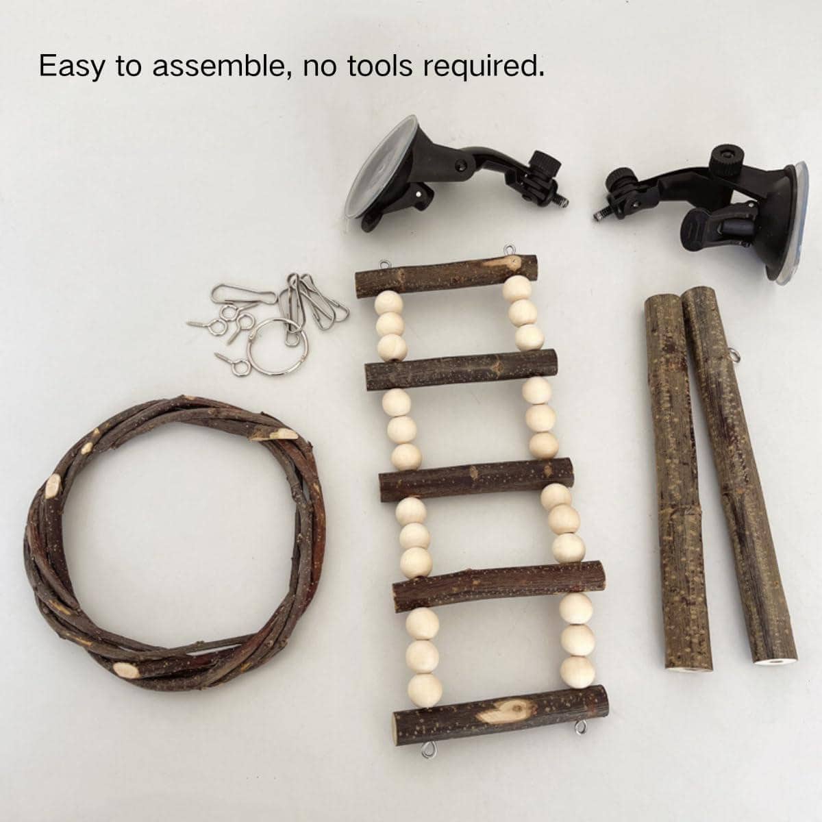 Wooden Parrot Climbing Ladder and Swing Toy for Cages, Suction Cup Type - view 5