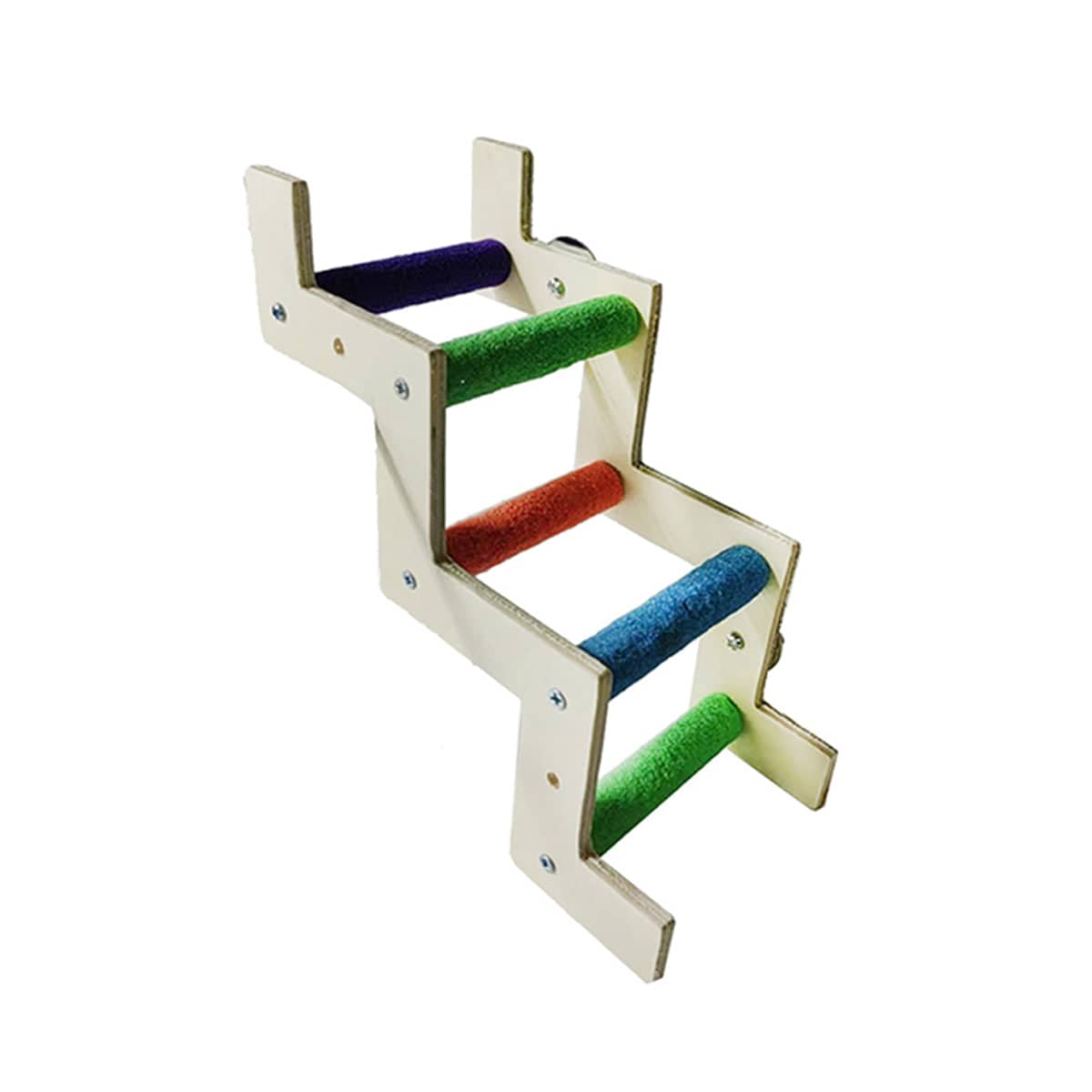Wooden Parrot Climbing Ladder Toy - Straight Stepped Style, 18.5 x 18 x 10 cm