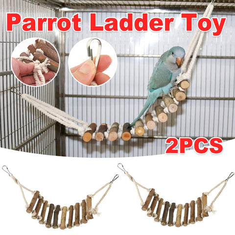 Wooden Parrot Ladder Bridge for Budgie and Cockatiel Cages, Pack of 2 Natural Wood