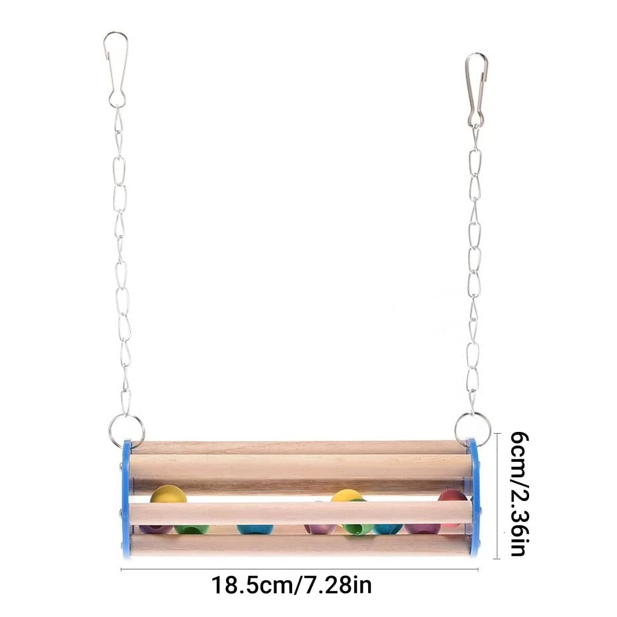 Wooden Parrot Swing Toy with Hanging Chains for Budgies, Cockatiels and Parrots - view 3