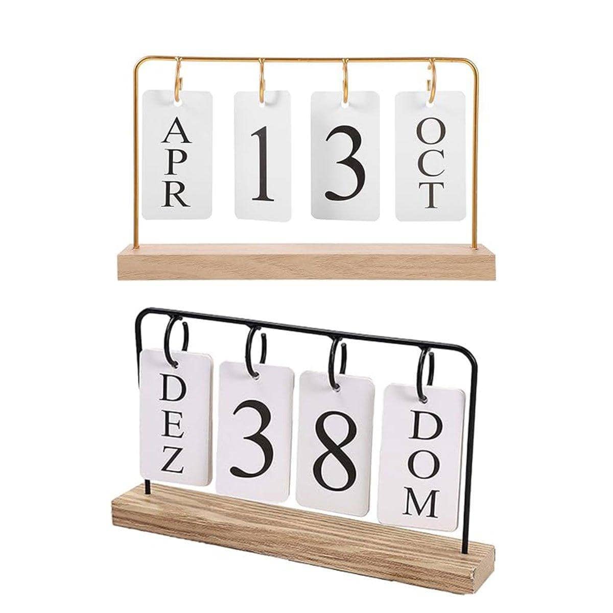 Wooden Perpetual Desk Calendar with Flip Cards - Black - view 3
