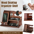 Wooden Phone Holder and Desk Organiser with Storage Compartments