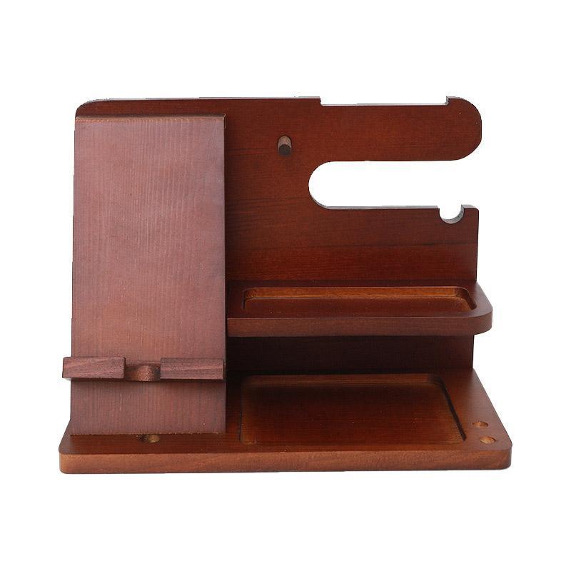 Wooden Phone Holder and Desk Organiser with Storage Compartments - view 2