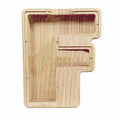 Wooden Piggy Bank Coin Saving Money Box - Letter F
