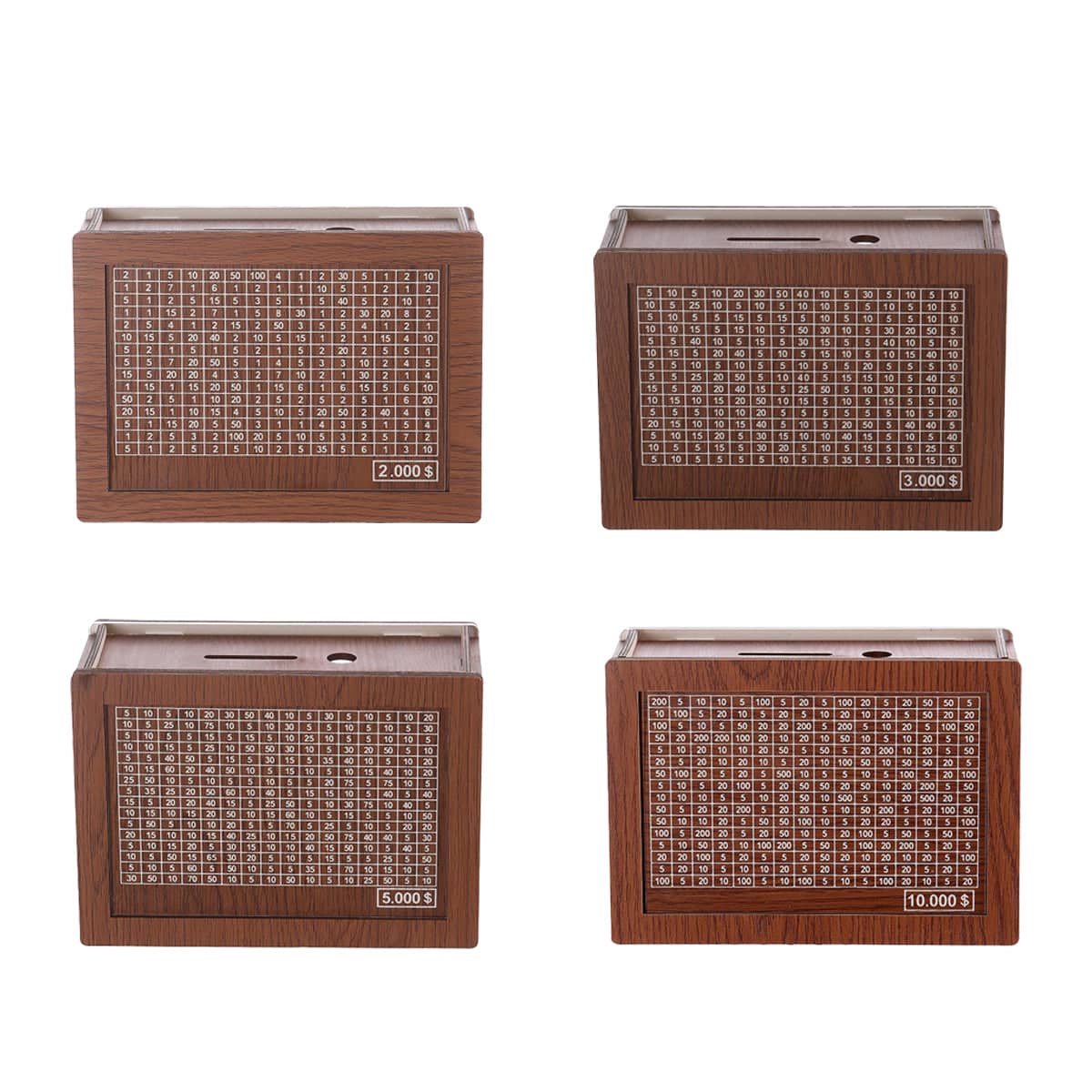Wooden Piggy Bank Savings Box with Counting Grid - 5000 Dollar Goal - view 3