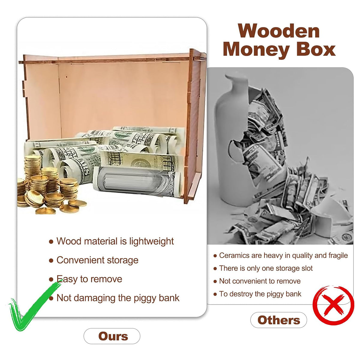 Wooden Piggy Bank with Savings Counter - 3000 - view 6