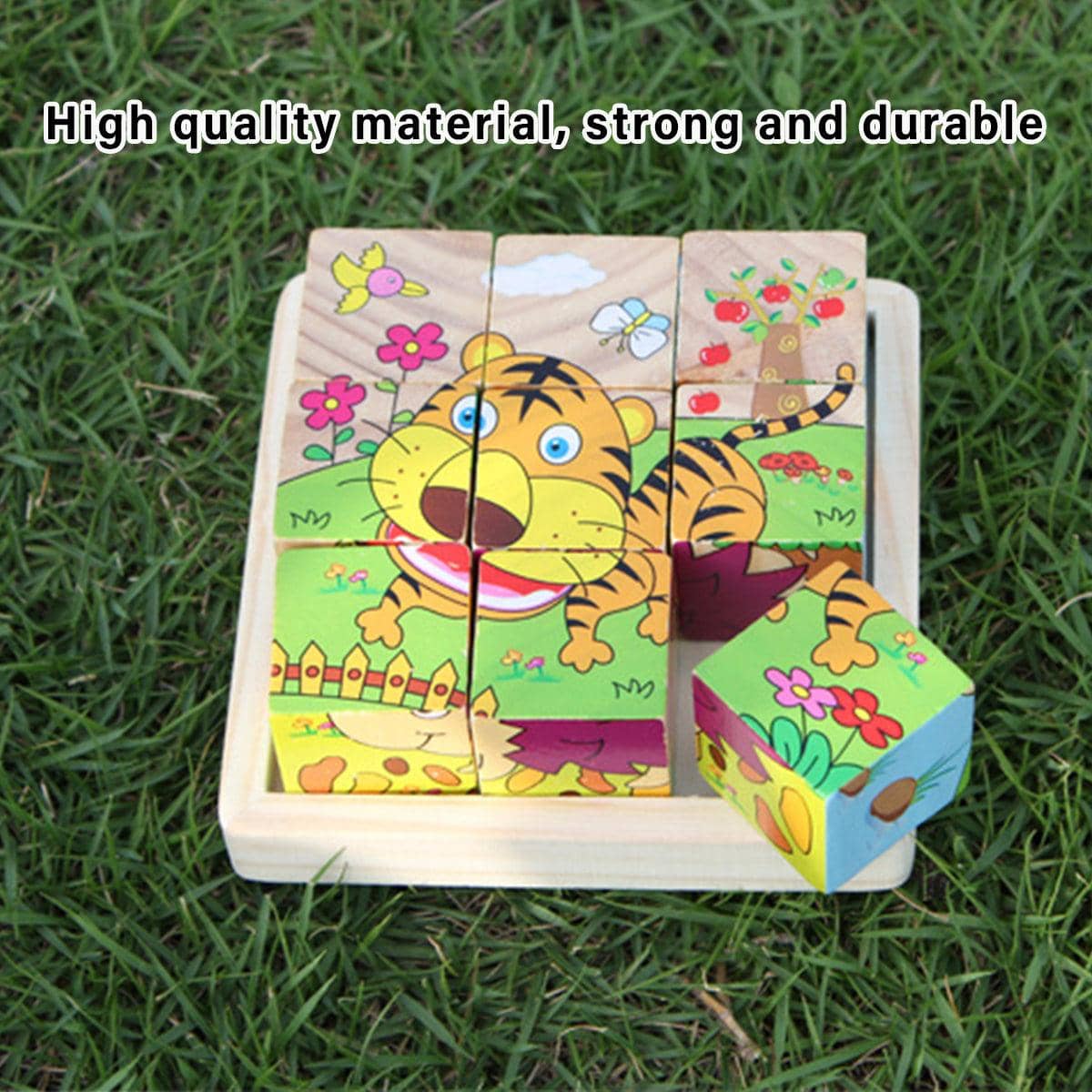 Wooden Puzzle Block Trays Educational Toy Matching Game with Solid Wood, Pack of 10 - view 5