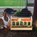 Wooden Rabbit Hay Feeder with Carrot Holes and Pellet Tray - view 4