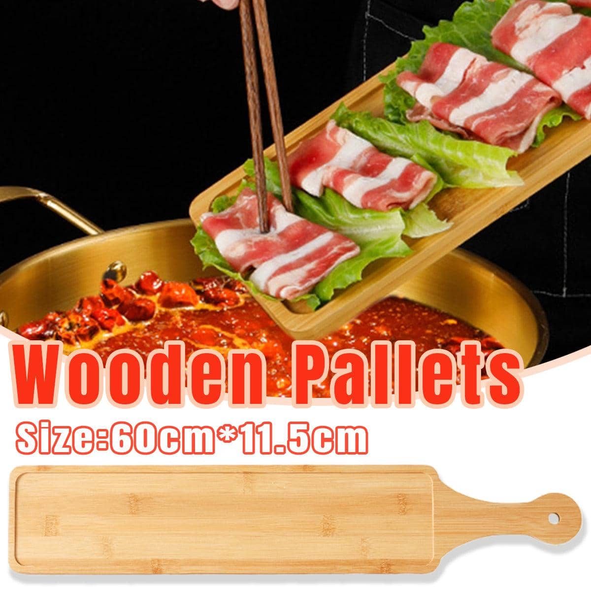 Wooden Serving Tray with Handle, 60 x 11.5 cm