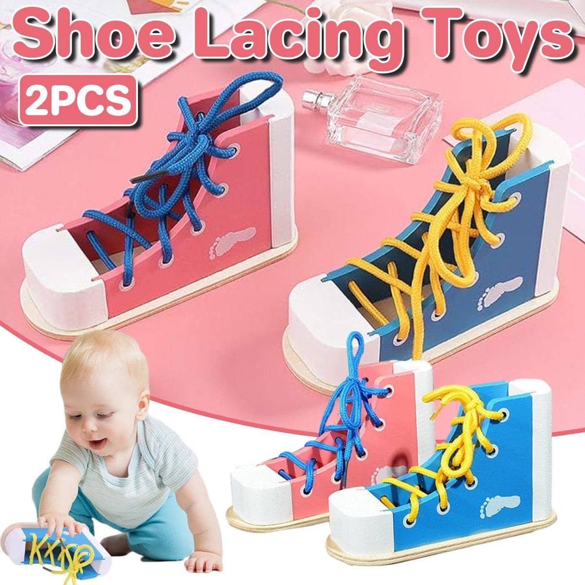 Wooden Shoelace Learning Toy for Early Learning, Pack of 2