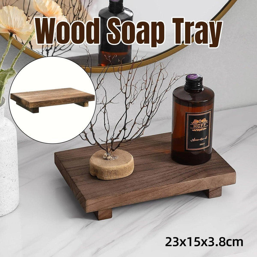 Wooden Soap Dish Storage Tray - Bathroom Shelf, 23 x 15 x 3.8cm