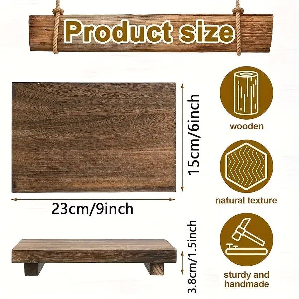 Wooden Soap Dish Storage Tray - Bathroom Shelf, 23 x 15 x 3.8cm - view 3