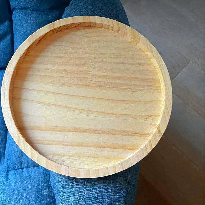 Wooden Sofa Armrest Tray with Foldable Legs, 25 cm Diameter - view 5