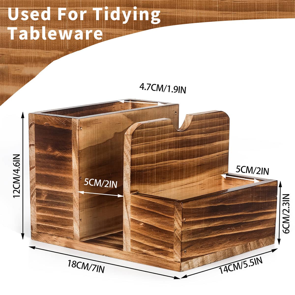 Wooden Spice Storage Box Desktop Organiser for Kitchen Countertop - view 3