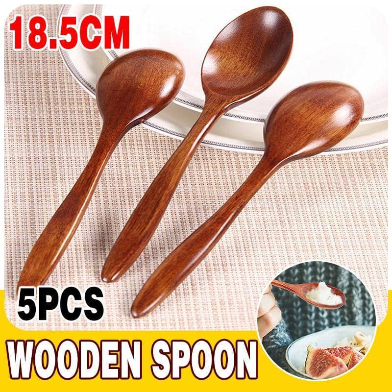 Wooden Spoon Set for Cooking and Serving, Pack of 5