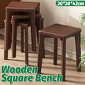 Wooden Square Bench Stool, Rounded Design, 30 x 30 x 43 cm for Garden and Patio