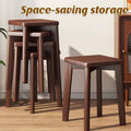 Wooden Square Bench Stool, Rounded Design, 30 x 30 x 43 cm for Garden and Patio - view 4