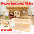 Wooden Transparent Hamster Cage for Small Pets with Clear Panels