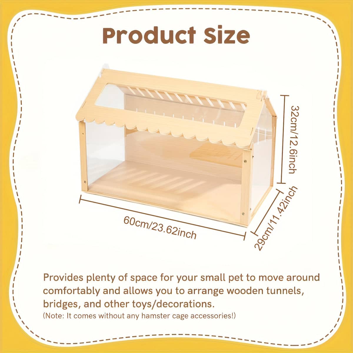 Wooden Transparent Hamster Cage for Small Pets with Clear Panels - view 3