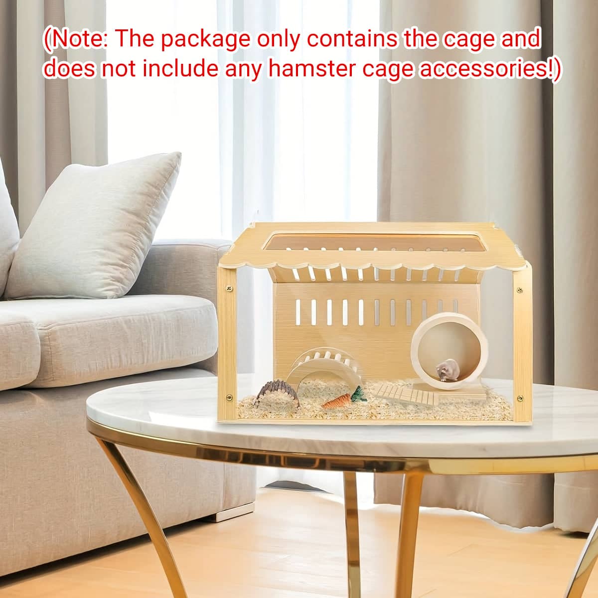 Wooden Transparent Hamster Cage for Small Pets with Clear Panels - view 4