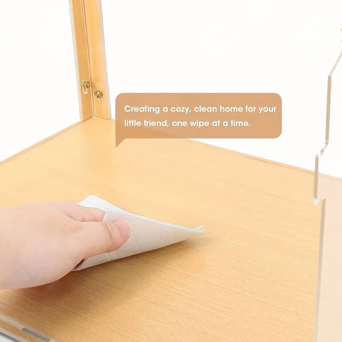 Wooden Transparent Hamster Cage for Small Pets with Clear Panels - view 5