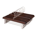 Wooden Trouser Hangers with Adjustable Clips, Pack of 10 - Dark Brown