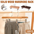 Wooden Trouser Hangers with Adjustable Clips, Pack of 10 - Dark Brown - view 2
