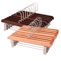 Wooden Trouser Hangers with Adjustable Clips, Pack of 10 - Dark Brown - view 3