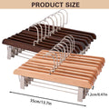 Wooden Trouser Hangers with Adjustable Clips, Pack of 10 - Dark Brown - view 4