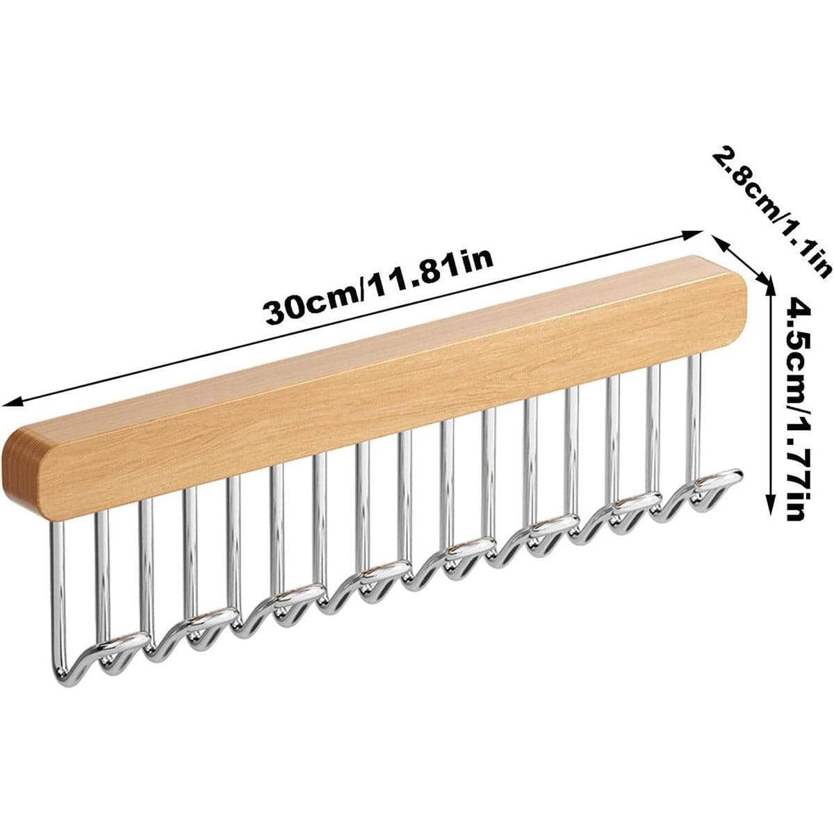 Wooden Wall Hook Rack with 8 Hooks - view 3