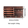 Wooden Wall Mounted Hanging Rack Storage Shelf with Hooks for Living Room Entrance - view 3
