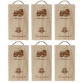 Wooden Wine Gift Boxes, Pack of 6 - Double Bottle, Pull-Out Lid