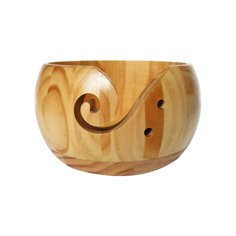 Wooden Yarn Bowl for Knitting and Crochet - Light Natural Wood Finish, 15 cm