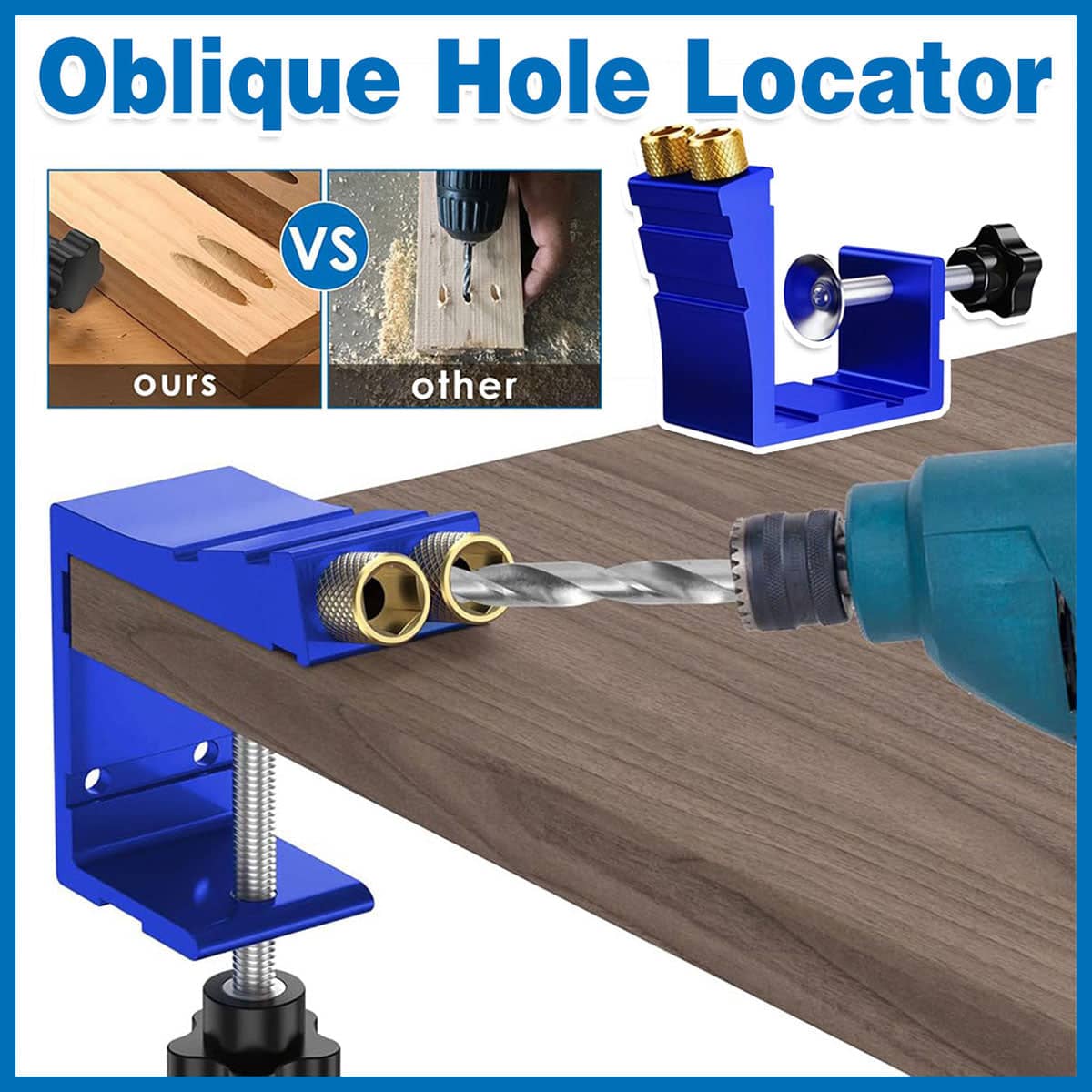Woodworking 15 Degree Pocket Hole Jig Drill Guide Locator
