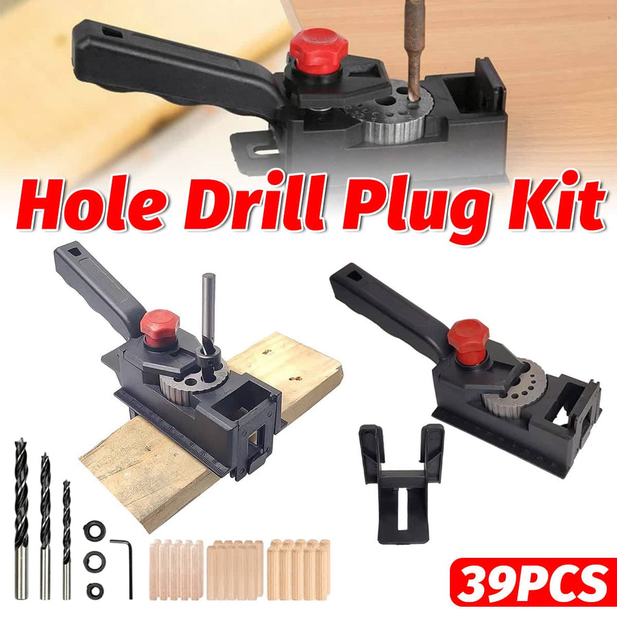 Woodworking Dowel Jig Drilling Positioning Fixture, 39 Piece DIY Tool Set