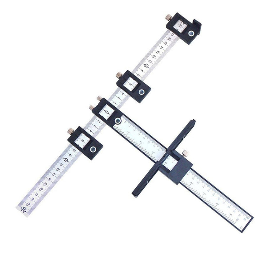 Woodworking Drill Guide Punch Locator Ruler - Black