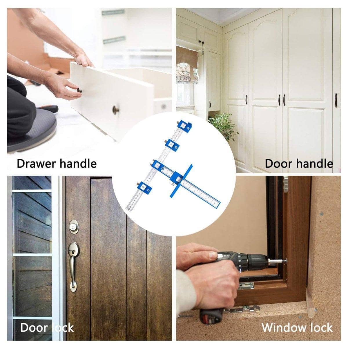 Woodworking Drill Guide Punch Locator Ruler - Blue - view 5