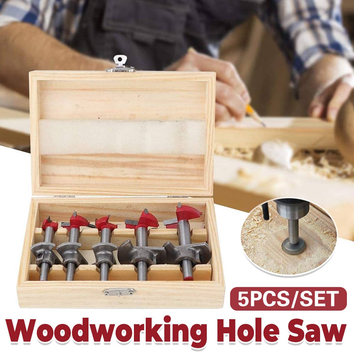 Woodworking Hole Saw Set Pack of 5, 15 to 35 mm for Wood and Plasterboard