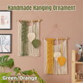 Woven Cotton Rope Leaf Wall Hanging with Wooden Rod - Green - view 2
