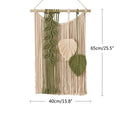 Woven Cotton Rope Leaf Wall Hanging with Wooden Rod - Green - view 4